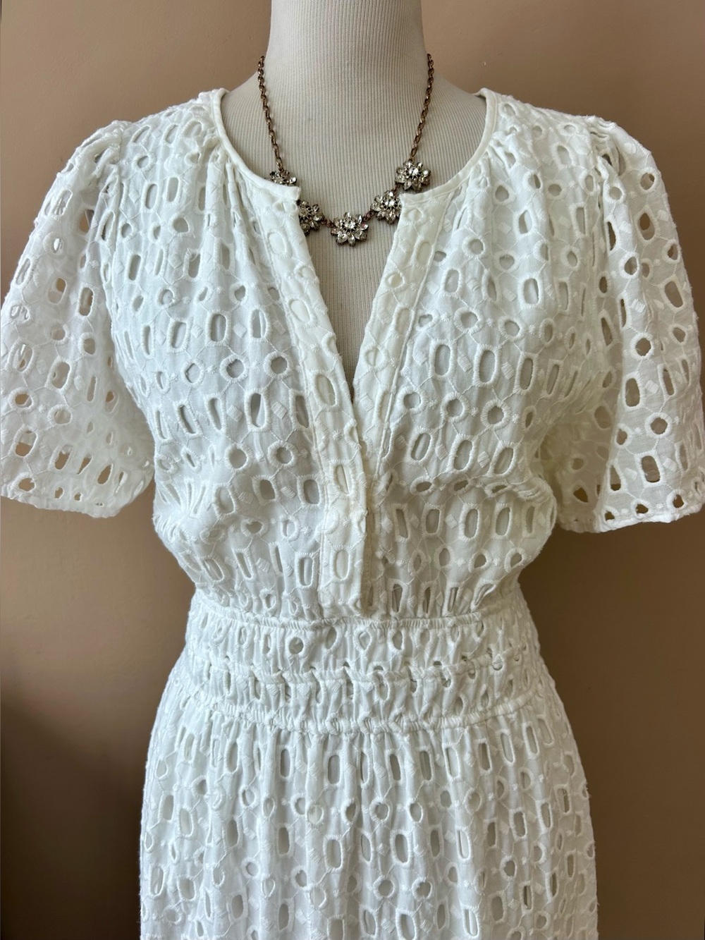 Anthropologie The Somerset Short Sleeve Maxi Dress White Eyelet Edition Size XL - Picture 4 of 16